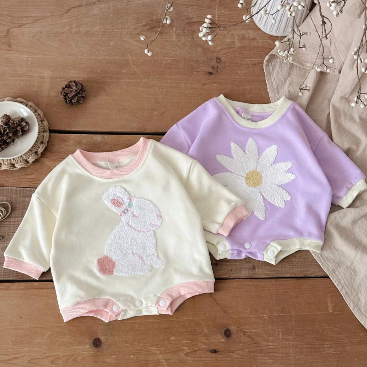 Newborn Baby Girl Romper Floral - بدلة أطفال حديثي الولادة للبنات بأكمام
