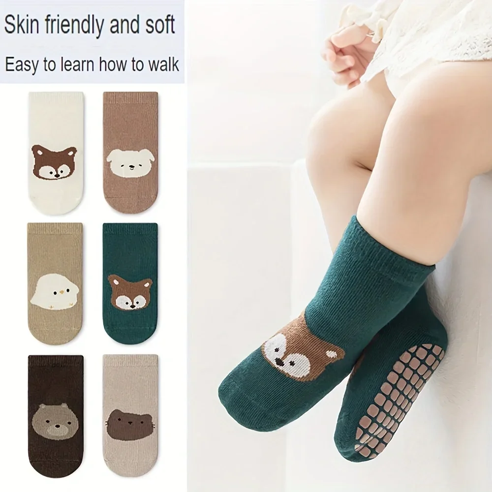 Unisex Baby Socks Non Slip - 6 أزواج من جوارب الأطفال المخصصة