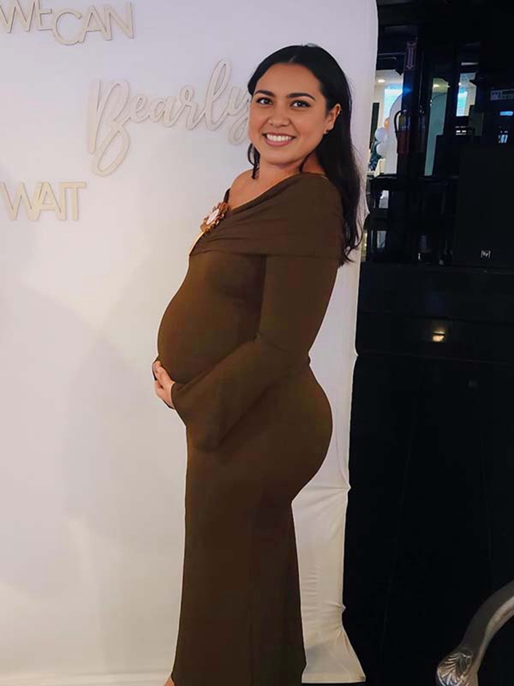 الخريف البني فستان الأمومة الت - مراجعة Maternity Wear وسعره